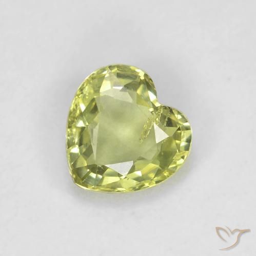 0.44ct Naturel Vert jaunâtre Saphir, Cœur, VS