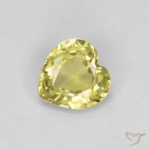 Saphir jaune de 0,42 carats à vendre, Cœur Saphir en vrac de Tanzanie, Gemme naturelle, 4,7 x 4,6 mm, Photo A