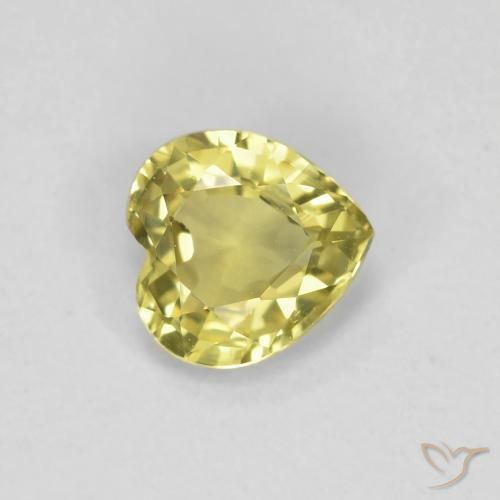 Saphir Jaune clair naturelle Cœur, 0.42 ct, VVS-VS
