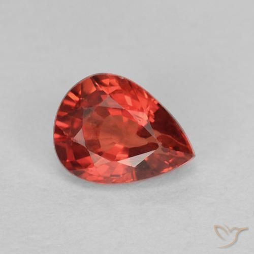Saphir Rouge intense naturelle En forme de poire, 0.38 ct, VVS-VS