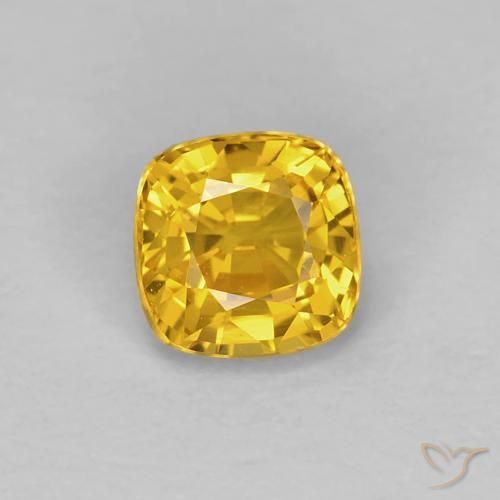 Saphir jaune de 0,55 carats à vendre, Coussin Saphir en vrac de Tanzanie, Gemme naturelle, 4,4 x 4,3 mm, Photo A
