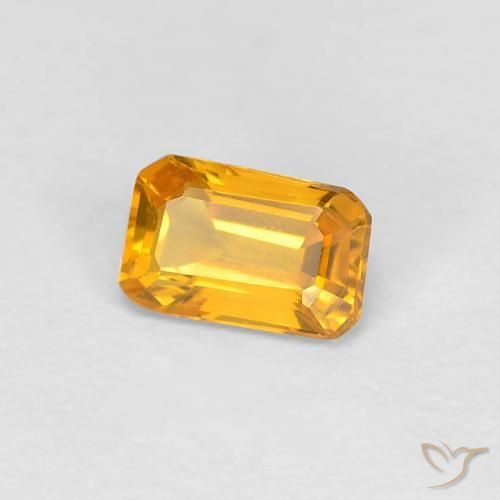 Saphir Orange doré profond naturelle Octogone / coupe Émeraude, 0.39 ct, VVS