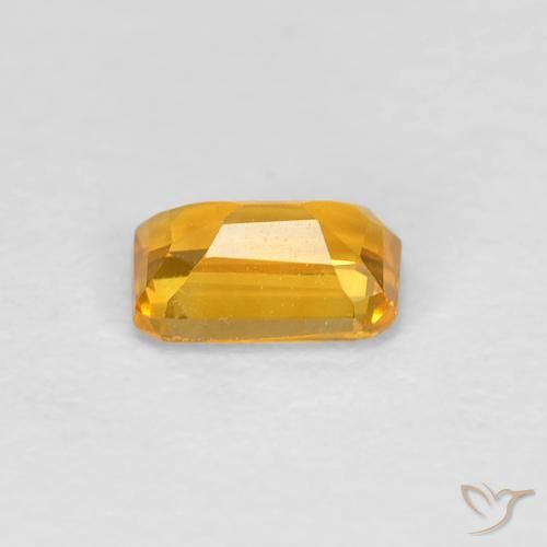 Saphir Orange doré profond naturelle Octogone / coupe Émeraude, 0.39 ct, VVS