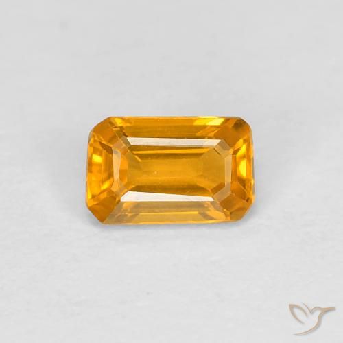 0.38ct Naturel Or-orange moyen Saphir, Taille émeraude, VVS