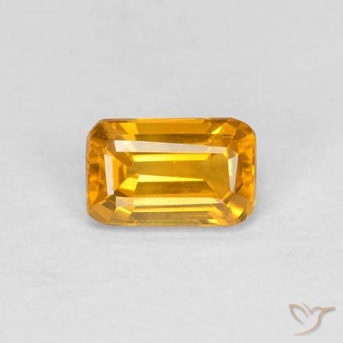 0.42ct Naturel Orange-or Saphir, Taille émeraude, VVS