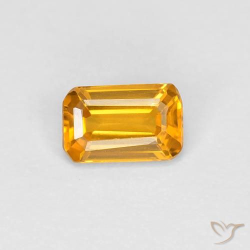 0.36ct Naturel Or-orange moyen Saphir, Taille émeraude, VVS