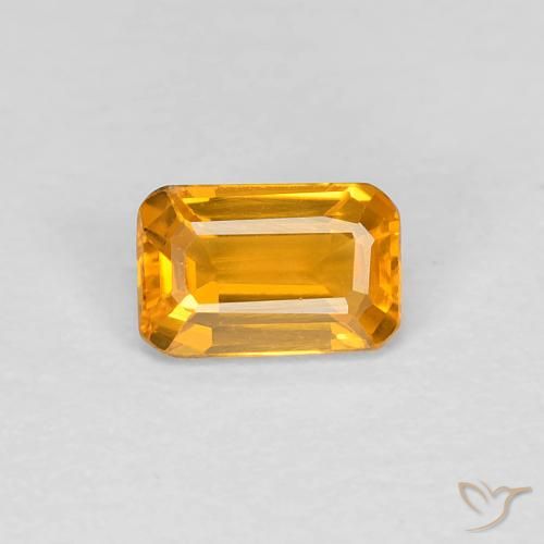 0.38ct Naturel Orange doré profond Saphir, Taille émeraude, VVS
