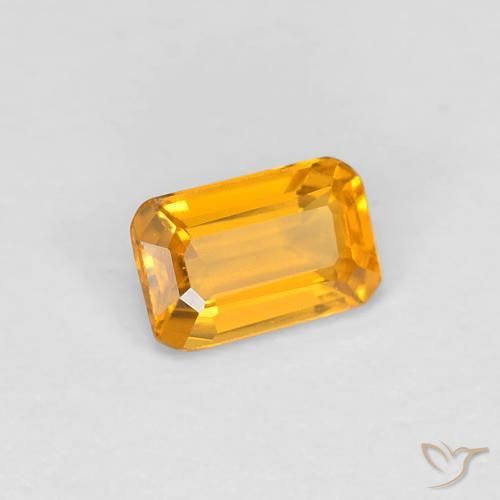 Saphir Orange doré profond naturelle Octogone / coupe Émeraude, 0.38 ct, VVS