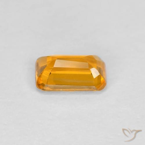 Saphir Orange doré profond naturelle Octogone / coupe Émeraude, 0.38 ct, VVS