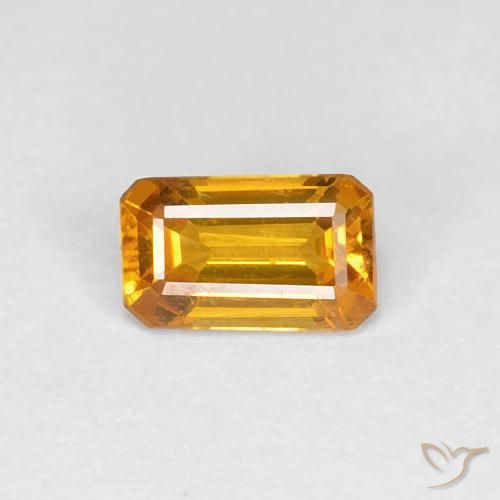 0.44ct Naturel Or-orange moyen Saphir, Taille émeraude, VVS-VS