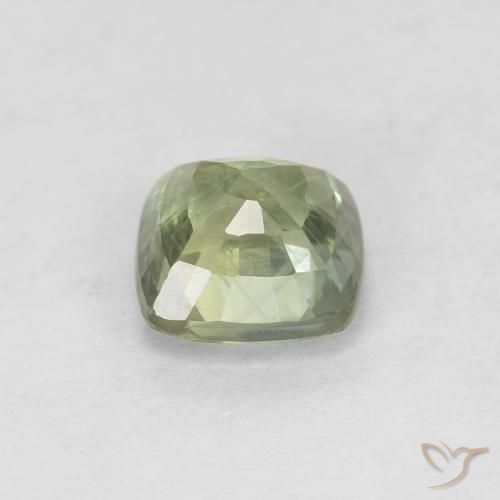 Saphir Vert foncé pâle naturelle Coussin, 0.79 ct, VS