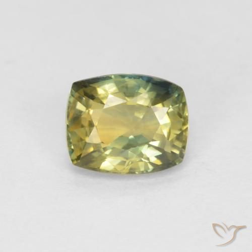 0.99ct Naturel Jaune verdâtre Saphir, Coussin, VVS-VS