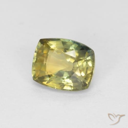 Saphir Jaune verdâtre naturelle Coussin, 0.99 ct, VVS-VS