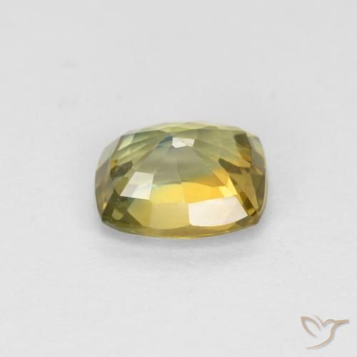 Saphir Jaune verdâtre naturelle Coussin, 0.99 ct, VVS-VS