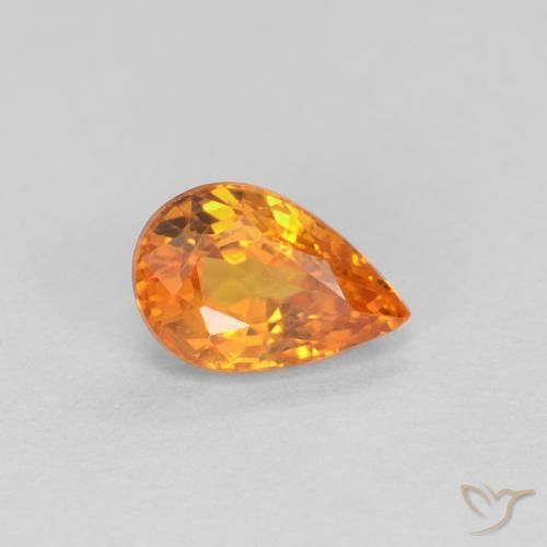 Saphir Orange moyen naturelle En forme de poire, 0.57 ct, VS