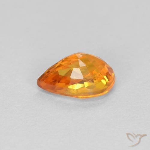 Saphir Orange moyen naturelle En forme de poire, 0.57 ct, VS