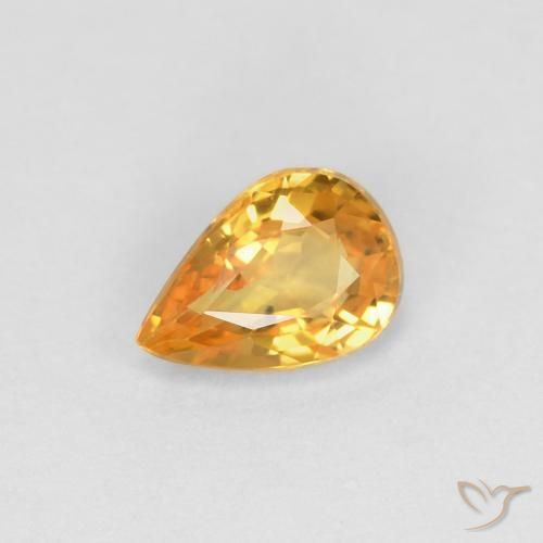 Saphir Doré-orange foncé naturelle En forme de poire, 0.50 ct, VVS-VS