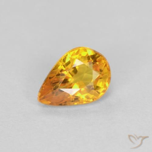 Saphir Orange-or naturelle En forme de poire, 0.60 ct, VVS-VS