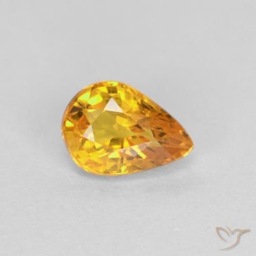 Saphir Orange-or naturelle En forme de poire, 0.60 ct, VVS-VS
