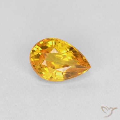 Saphir Doré naturelle En forme de poire, 0.53 ct, VVS-VS