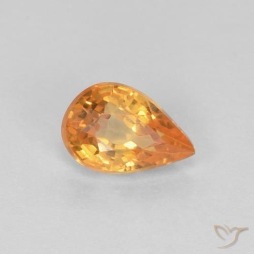 Saphir Orange vif naturelle En forme de poire, 0.56 ct, VVS