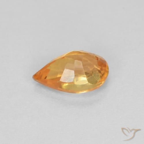 Saphir Orange vif naturelle En forme de poire, 0.56 ct, VVS