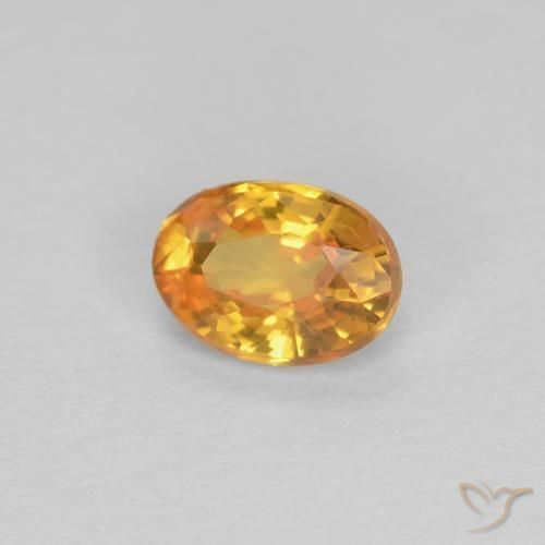 Saphir Or orange foncé naturelle ovale, 0.44 ct, VVS