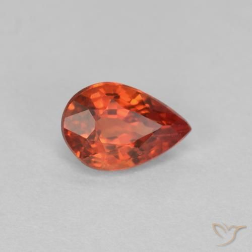 Saphir Rouge ambré profond naturelle En forme de poire, 0.54 ct, VVS-VS