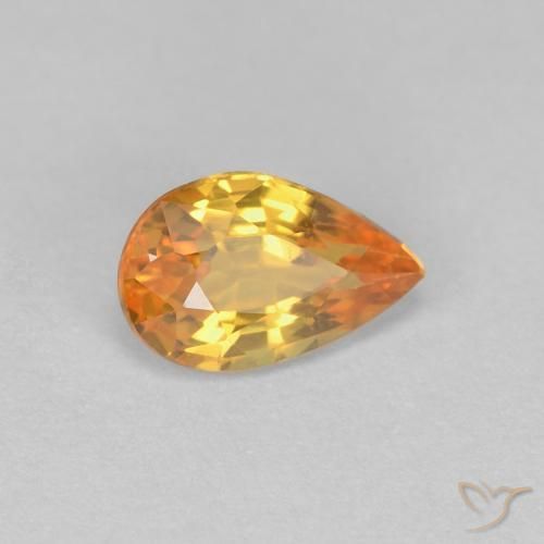 Saphir Orange moyen naturelle En forme de poire, 0.56 ct, VVS