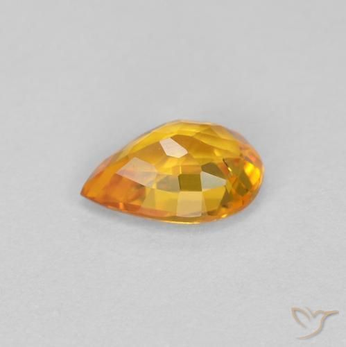 Saphir Orange moyen naturelle En forme de poire, 0.46 ct, VVS