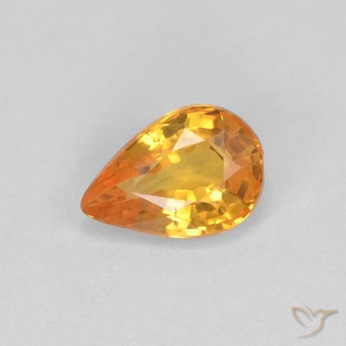 Saphir Orange moyen naturelle En forme de poire, 0.54 ct, VVS
