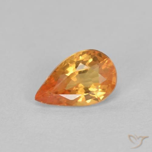 Saphir Orange vif naturelle En forme de poire, 0.53 ct, VVS