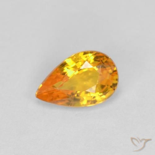 Saphir Orange moyen naturelle En forme de poire, 0.55 ct, VVS