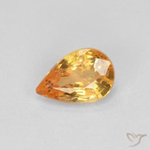 Saphir Orange moyen naturelle En forme de poire, 0.61 ct, VVS