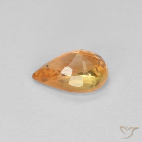 Saphir Orange moyen naturelle En forme de poire, 0.61 ct, VVS