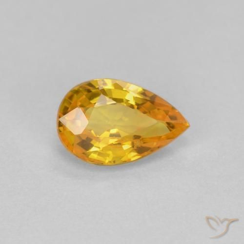 Saphir Doré naturelle En forme de poire, 0.57 ct, VVS