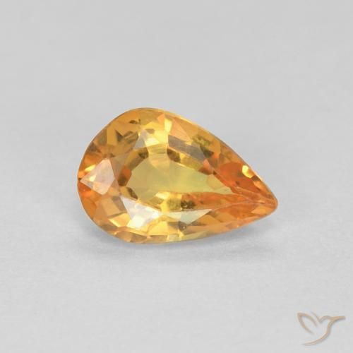 Saphir Orange vif naturelle En forme de poire, 0.42 ct, VVS