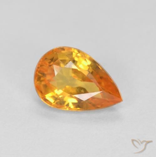 Saphir Orange-or naturelle En forme de poire, 0.57 ct, VVS