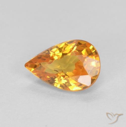 Saphir Orange moyen naturelle En forme de poire, 0.56 ct, VVS-VS