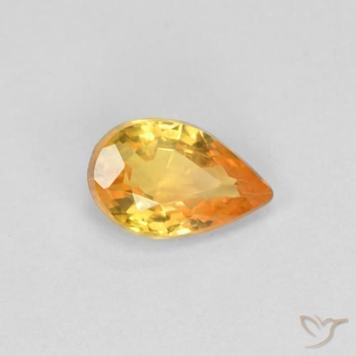 Saphir Orange moyen naturelle En forme de poire, 0.44 ct, VVS