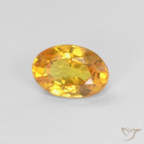 Saphir Or-orange moyen naturelle ovale, 0.51 ct, VVS-VS