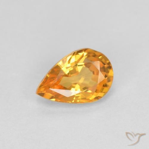0.58ct Naturel Orange moyen Saphir, En forme de poire, VVS