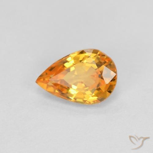 Saphir Orange moyen naturelle En forme de poire, 0.58 ct, VVS