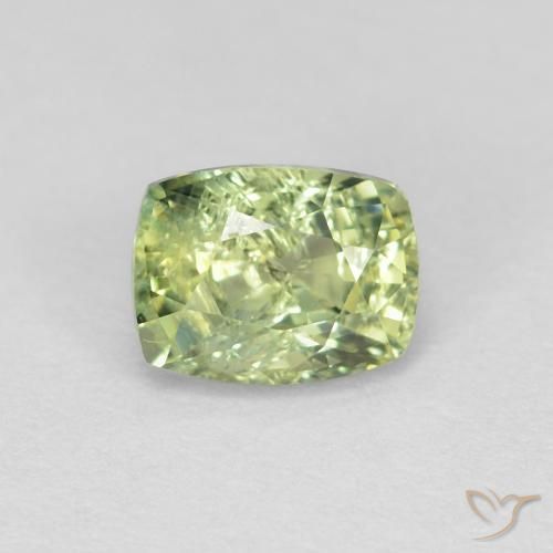 0.83ct Naturel Vert jaunâtre Saphir, Coussin, VS-SI