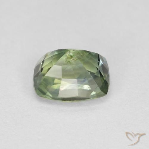 Saphir Vert jaunâtre naturelle Coussin, 0.83 ct, VS-SI