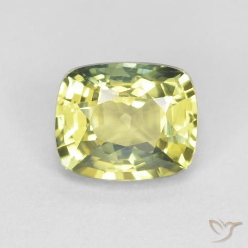 0.85ct Naturel Jaune verdâtre Saphir, Coussin, VVS
