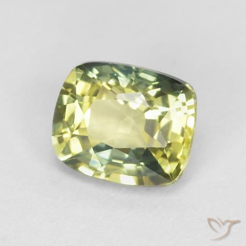 Saphir Jaune verdâtre naturelle Coussin, 0.85 ct, VVS