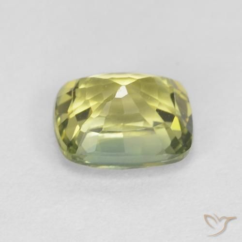 Saphir Jaune verdâtre naturelle Coussin, 0.85 ct, VVS