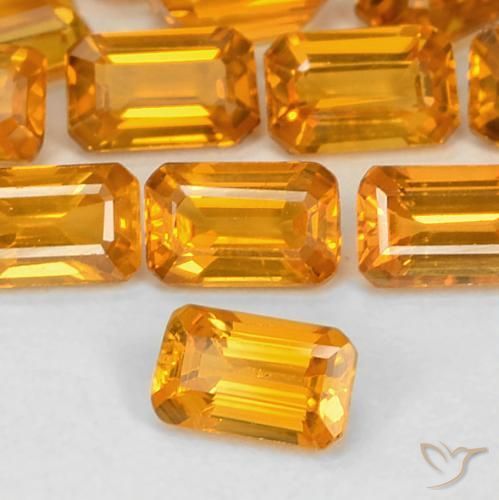 Saphir Or orange foncé naturelle Octogone / coupe Émeraude, 0.43 ct, VS