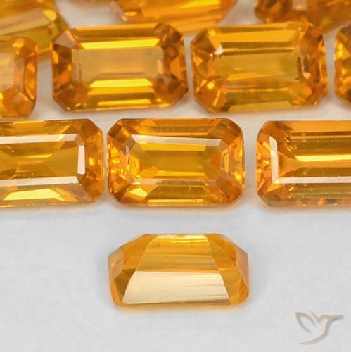 Saphir Or orange foncé naturelle Octogone / coupe Émeraude, 0.43 ct, VS